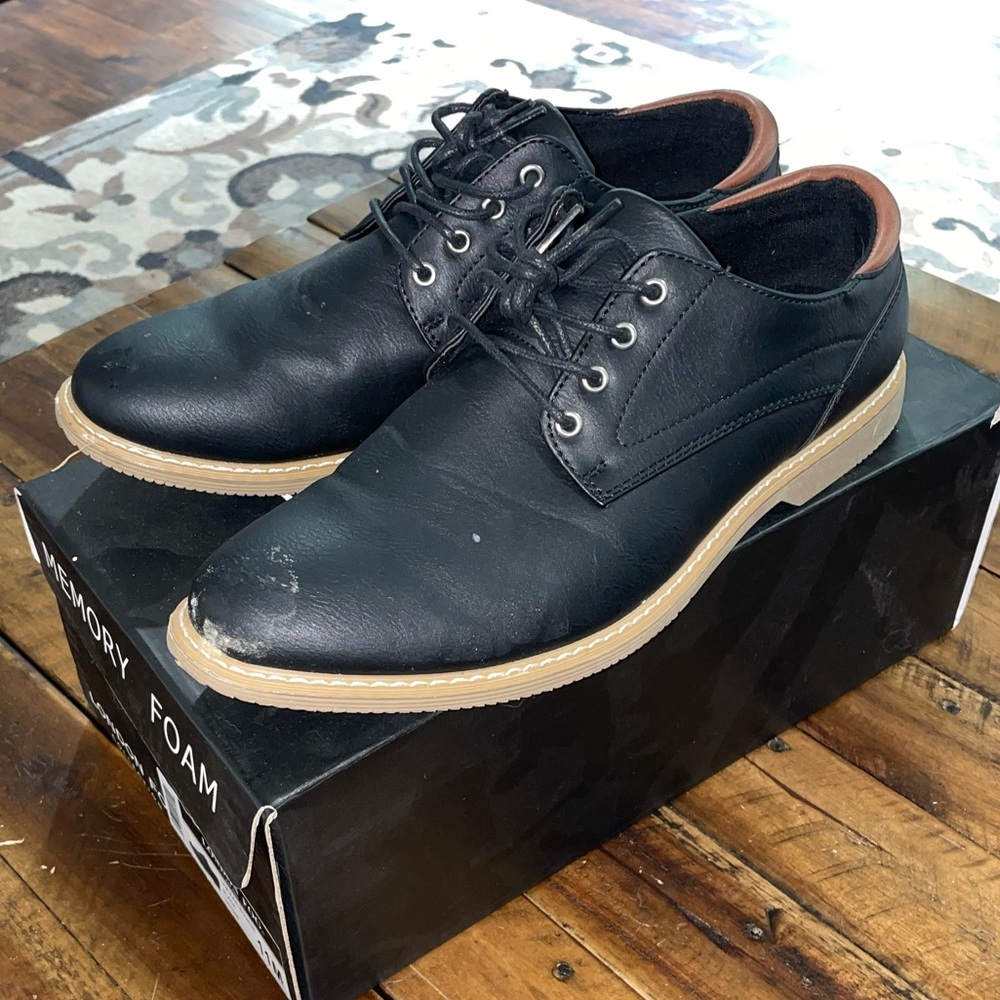 London Fog Memory Foam Black Dress Shoes